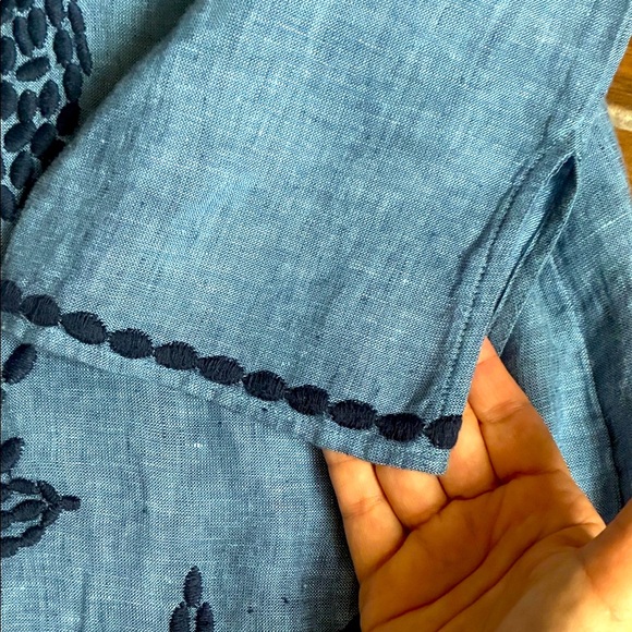 Charter Club Blue Linen Floral Tunic - Picture 3 of 5